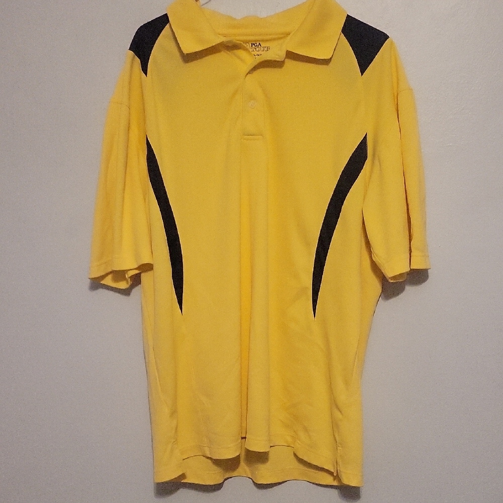 PGA Tour Yellow Polo with Black Accents